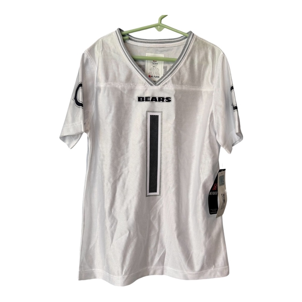 NFL Justin Fields Chicago Bears Girls Jersey Large 10/12 White Silver NWT